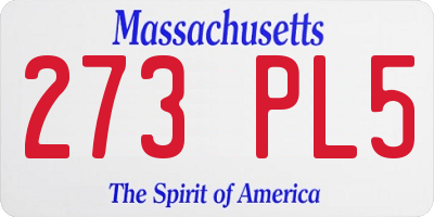 MA license plate 273PL5