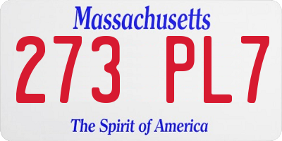 MA license plate 273PL7