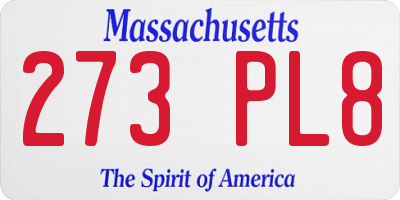 MA license plate 273PL8