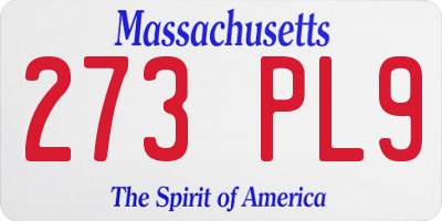 MA license plate 273PL9