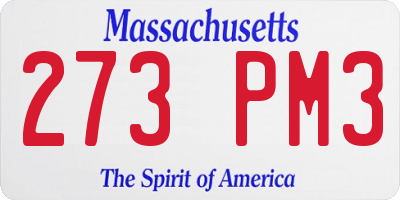 MA license plate 273PM3