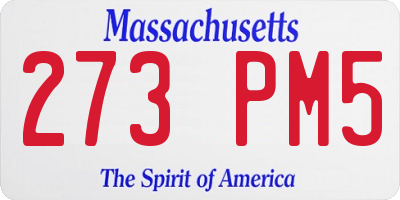 MA license plate 273PM5