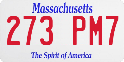 MA license plate 273PM7