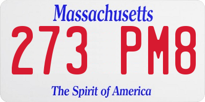 MA license plate 273PM8