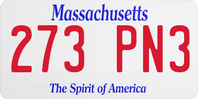 MA license plate 273PN3