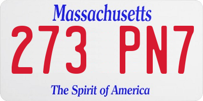 MA license plate 273PN7