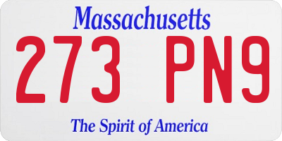 MA license plate 273PN9