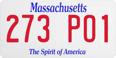 MA license plate 273PO1