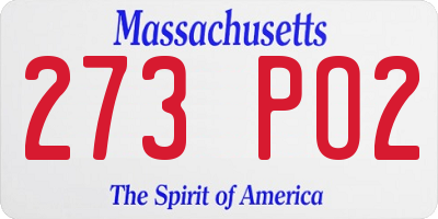 MA license plate 273PO2
