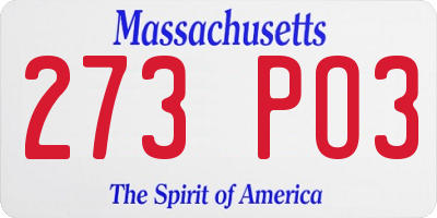 MA license plate 273PO3