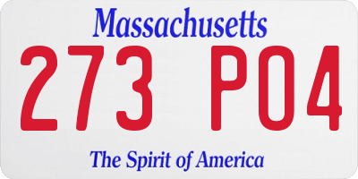 MA license plate 273PO4