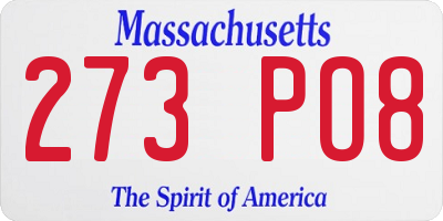 MA license plate 273PO8