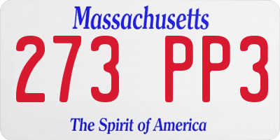 MA license plate 273PP3