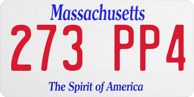 MA license plate 273PP4