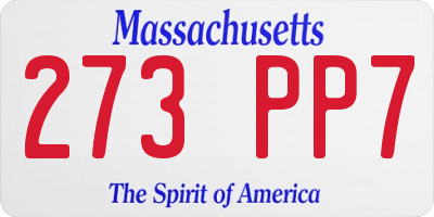 MA license plate 273PP7