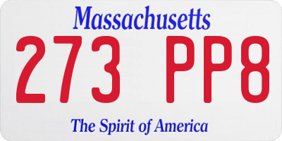MA license plate 273PP8