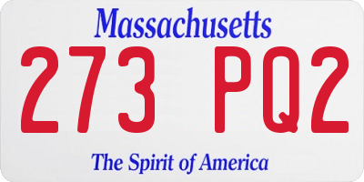 MA license plate 273PQ2