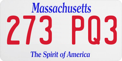 MA license plate 273PQ3