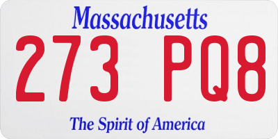 MA license plate 273PQ8