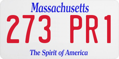 MA license plate 273PR1
