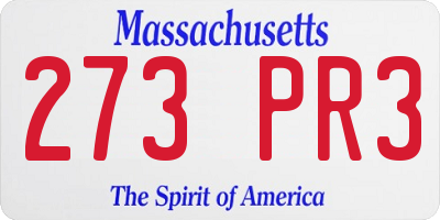 MA license plate 273PR3