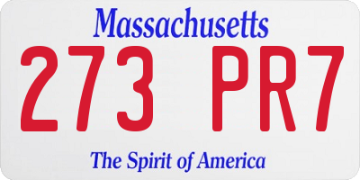 MA license plate 273PR7