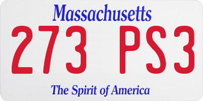 MA license plate 273PS3