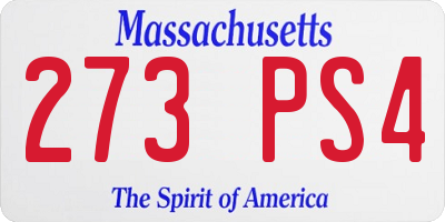 MA license plate 273PS4
