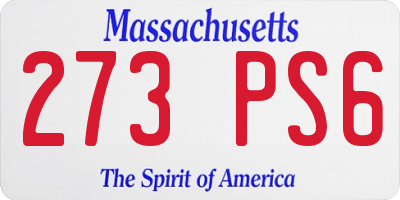 MA license plate 273PS6