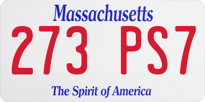 MA license plate 273PS7