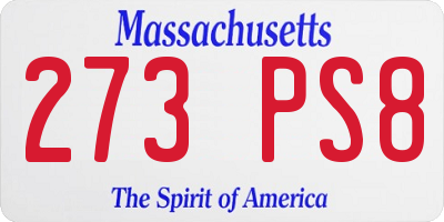 MA license plate 273PS8