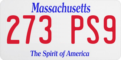 MA license plate 273PS9