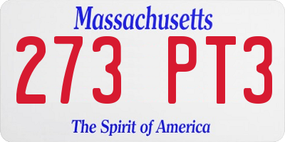MA license plate 273PT3