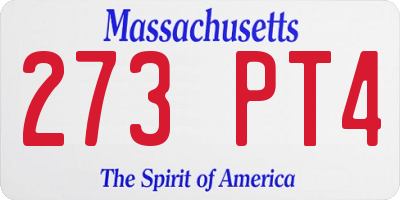 MA license plate 273PT4