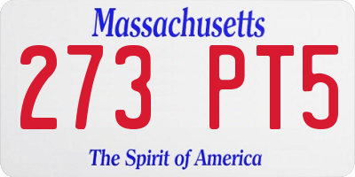 MA license plate 273PT5