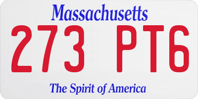 MA license plate 273PT6