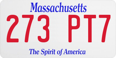 MA license plate 273PT7
