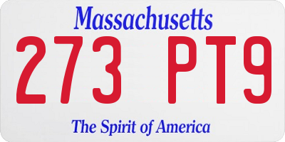 MA license plate 273PT9