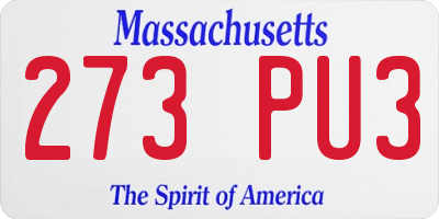 MA license plate 273PU3