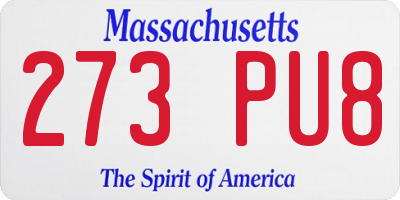 MA license plate 273PU8