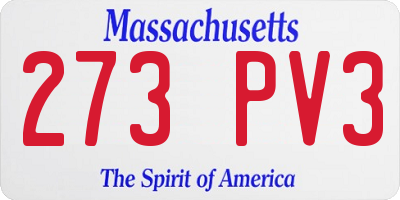 MA license plate 273PV3