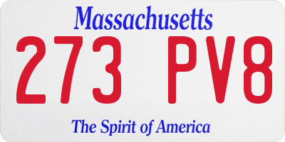 MA license plate 273PV8
