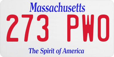 MA license plate 273PW0