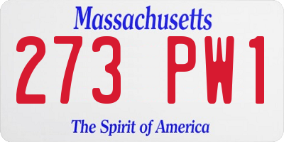 MA license plate 273PW1