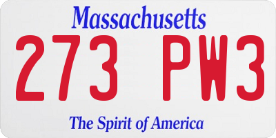 MA license plate 273PW3