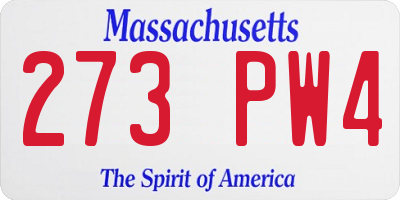 MA license plate 273PW4