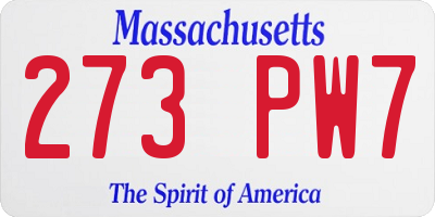 MA license plate 273PW7