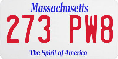 MA license plate 273PW8