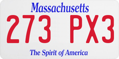 MA license plate 273PX3