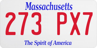 MA license plate 273PX7